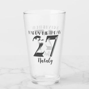 Metallic silver 27th birthday glass