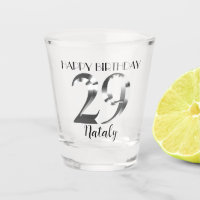 Metallic silver 29th birthday shot glass