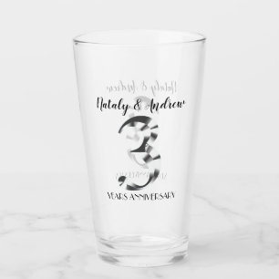 Metallic Silver 3rd Wedding Anniversary Glass