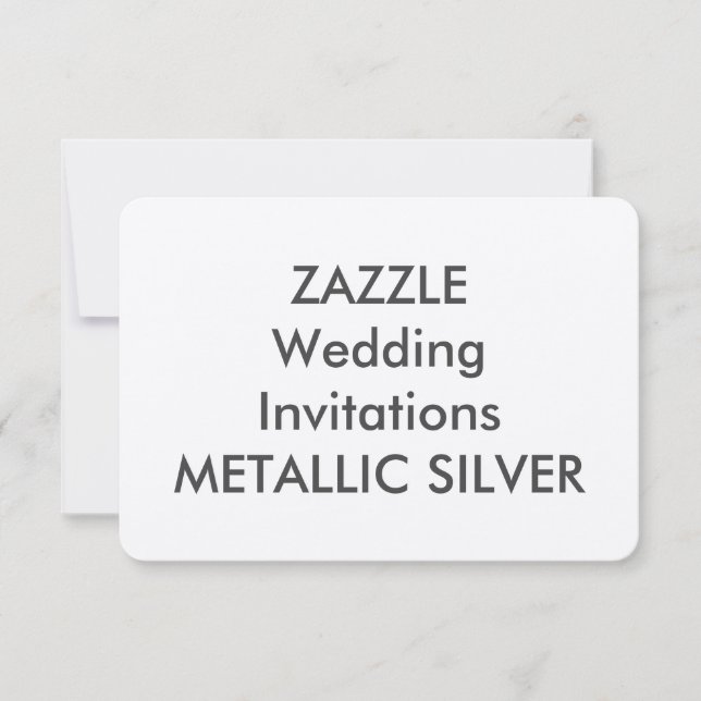 METALLIC SILVER 5” x 3.5” Wedding Invitations (Front)