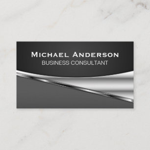Metallic Silver Abstract Business Card