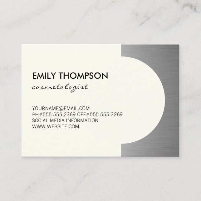 Metallic Silver Accent (off yellow) Appointment Card (Front)