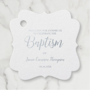 Metallic Silver Baptism Baby Thank you Gift Favour Tags