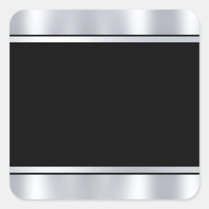 Metallic Silver Black Custom Blank Template Square Sticker