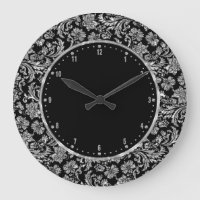 Metallic Silver & Black Vintage Floral Damasks