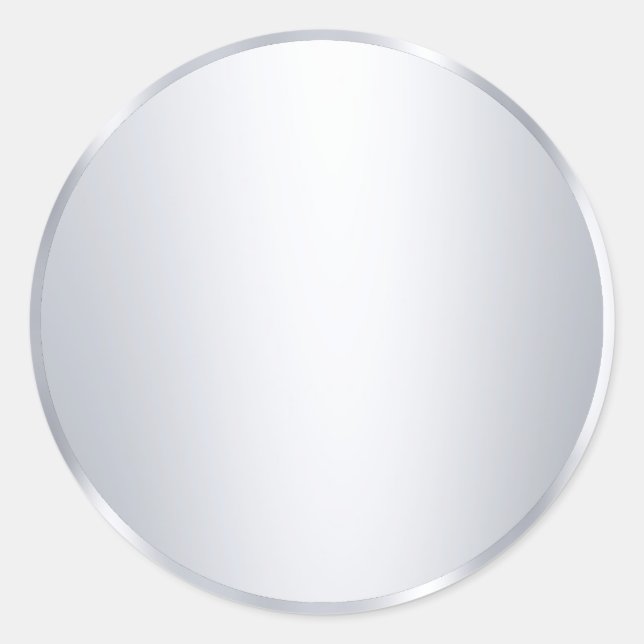 Metallic Silver Blank Modern Template Add Text Classic Round Sticker (Front)