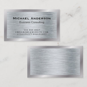 Metallic Silver Brushed Texture Business Card