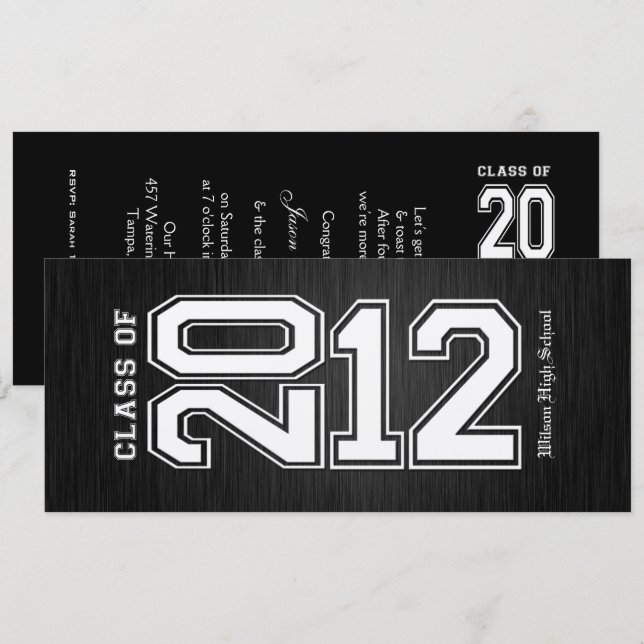 Metallic Silver Class of 2012 Graduation Invites (Front/Back)