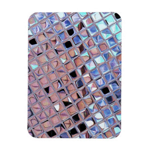 Metallic Silver Disco Ball Mirrors Faux Magnet