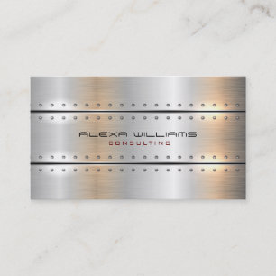 Metallic silver geometric masculine design business card