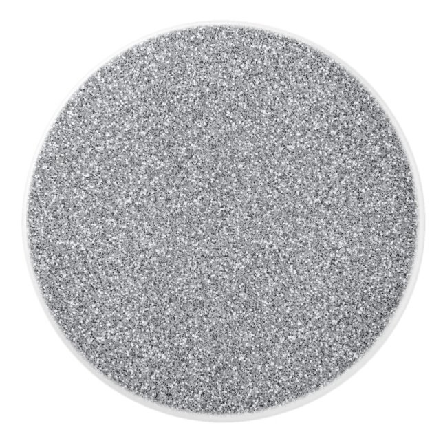 Metallic Silver Glitter Ceramic Knob (Front)