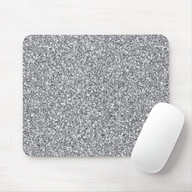 Metallic Silver Glitter Mouse Pad (With Mouse)