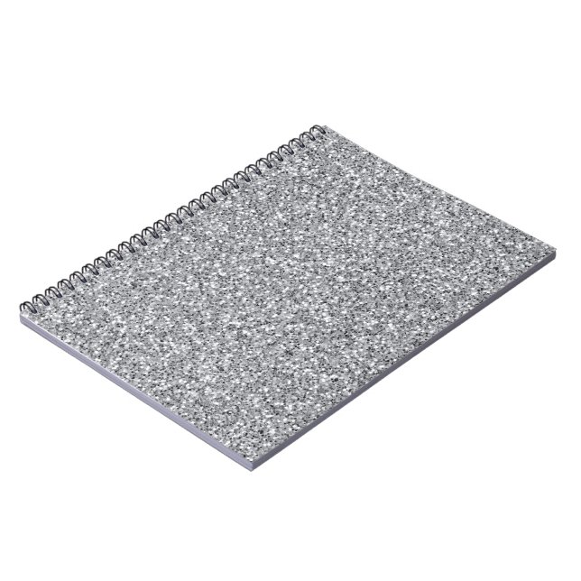 Metallic Silver Glitter Notebook (Left Side)