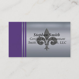 Metallic Silver, Grey And Purple Personalised Business Card