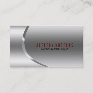 Metallic Silver Grey Auto Professional Mechanic Business Card