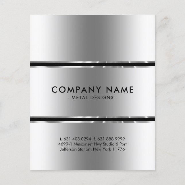 Metallic Silver-Grey & Black Stripes Flyer (Back)