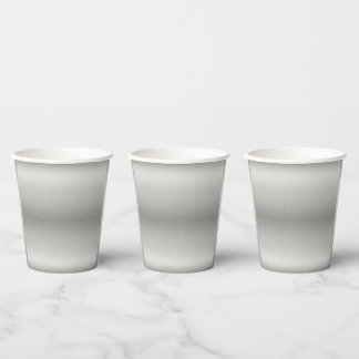 Metallic Silver Grey Brushed Aluminium  Paper Cups