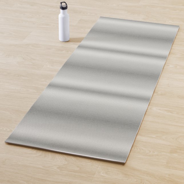 Metallic Silver Grey Brushed Aluminium  Yoga Mat (In Situ)