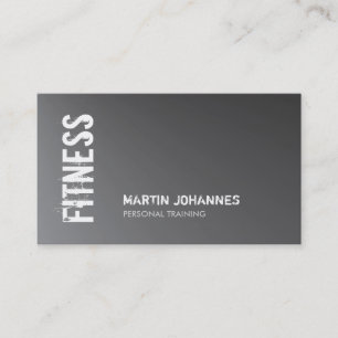 Metallic Silver Grey Fitness Personal Trainer Business Card