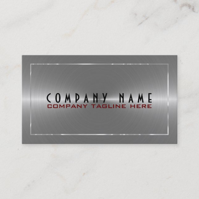 Metallic Silver Grey Stainless Steel Look Business Card (Front)