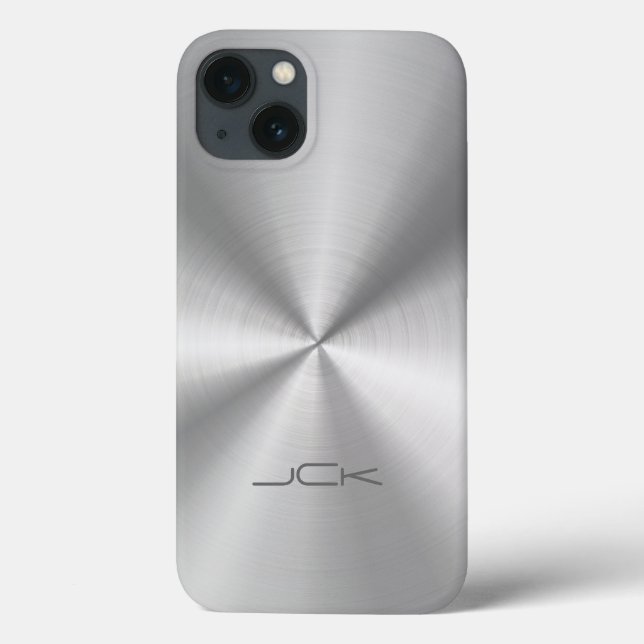 Metallic Silver-Grey Stainless Steel Look Case-Mate iPhone Case (Back)