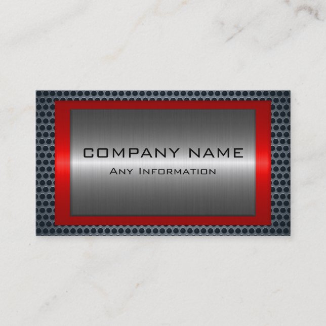 Metallic Silver Grey Steel Metal Hole Look #8 Business Card (Front)