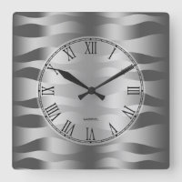 Metallic Silver Grey Wavy Zebra Stripes Pattern