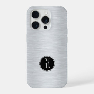 Metallic Silver Image Brushed Aluminium Look iPhone 15 Pro Case