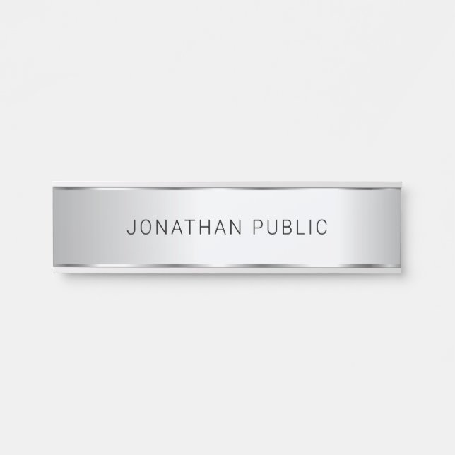Metallic Silver Look Modern Elegant Glamour Door Sign (Front)