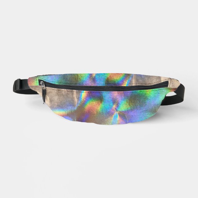 Metallic Silver Rainbow Holographic Glam Luxury Bum Bags (Front)