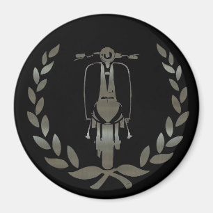 Metallic Silver scooter and laurel Magnet