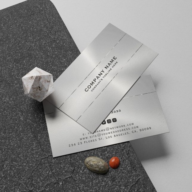 Metallic silver shiny stripe accent business card (Creator Uploaded)