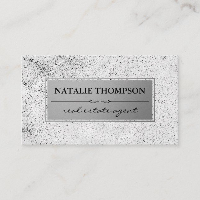 Metallic Silver Speckled Pattern Business Card (Front)