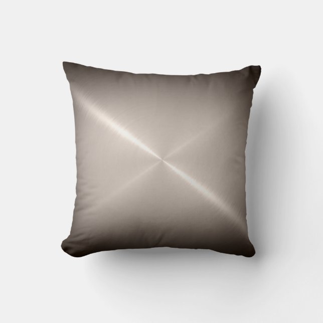 Metallic Silver Stainless Steel Metal Look Cushion (Front)