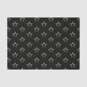 Metallic Silver Stars on Black Tissue Paper