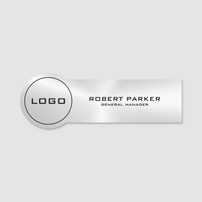 Metallic Silver Texture Name Tag (Front)