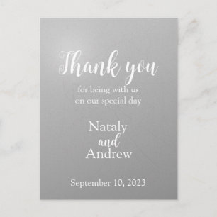 Metallic silver thank you card