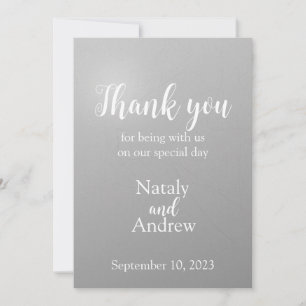 Metallic silver thank you card