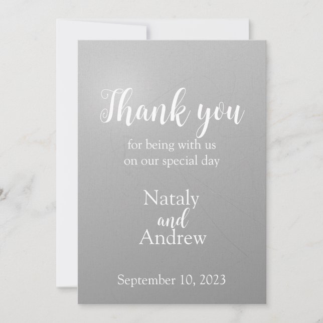 Metallic silver thank you card (Front)