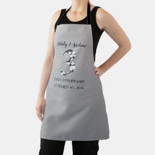 Metallic Silver Third Wedding Anniversary Apron