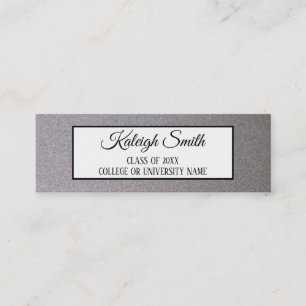 Metallic Silver White Graduation Insert Name Card