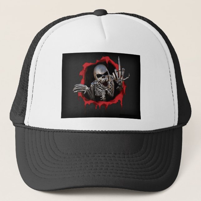 Metallic Skeleton Trucker Hat (Front)