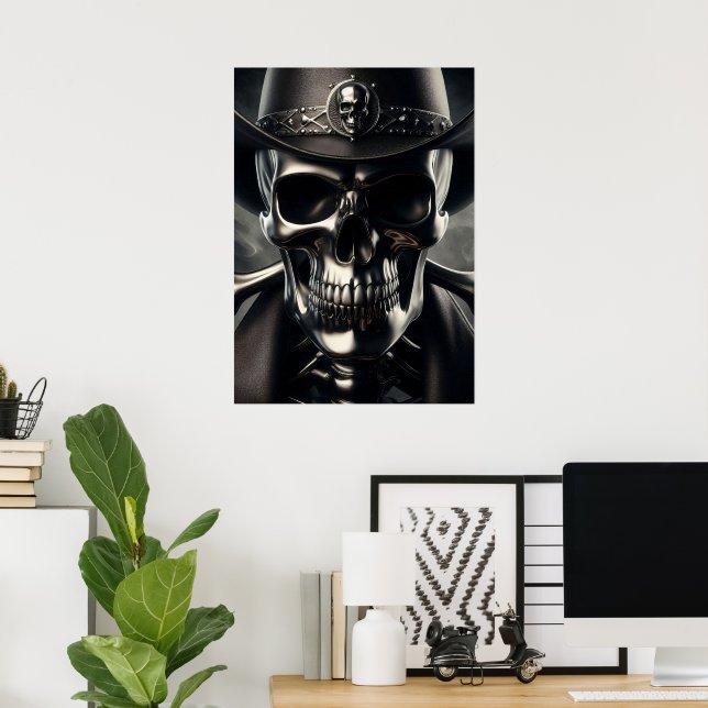 Metallic Skull Cowboy Poster (Home Office)