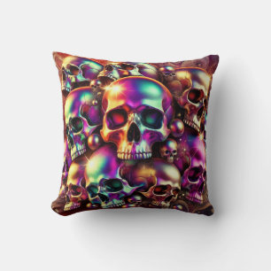 Metallic Skulls Throw Pillow