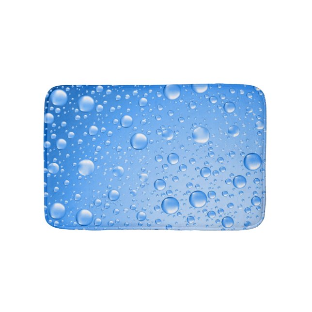 Metallic Sky Blue Rain Drops Bath Mat (Front)