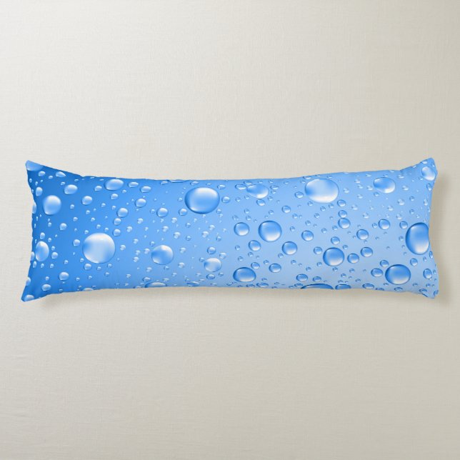 Metallic Sky Blue Rain Drops Body Cushion (Front)