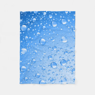 Metallic Sky Blue Rain Drops Fleece Blanket