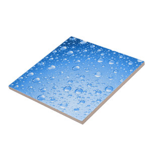Metallic Sky Blue Rain Drops Tile