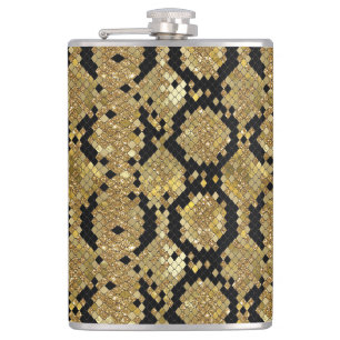 Metallic Snake Print Vinyl Wrapped Flask