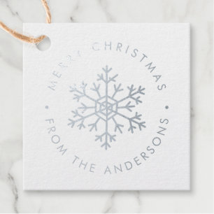 Metallic Snowflake Customer Photo Christmas Favour Tags